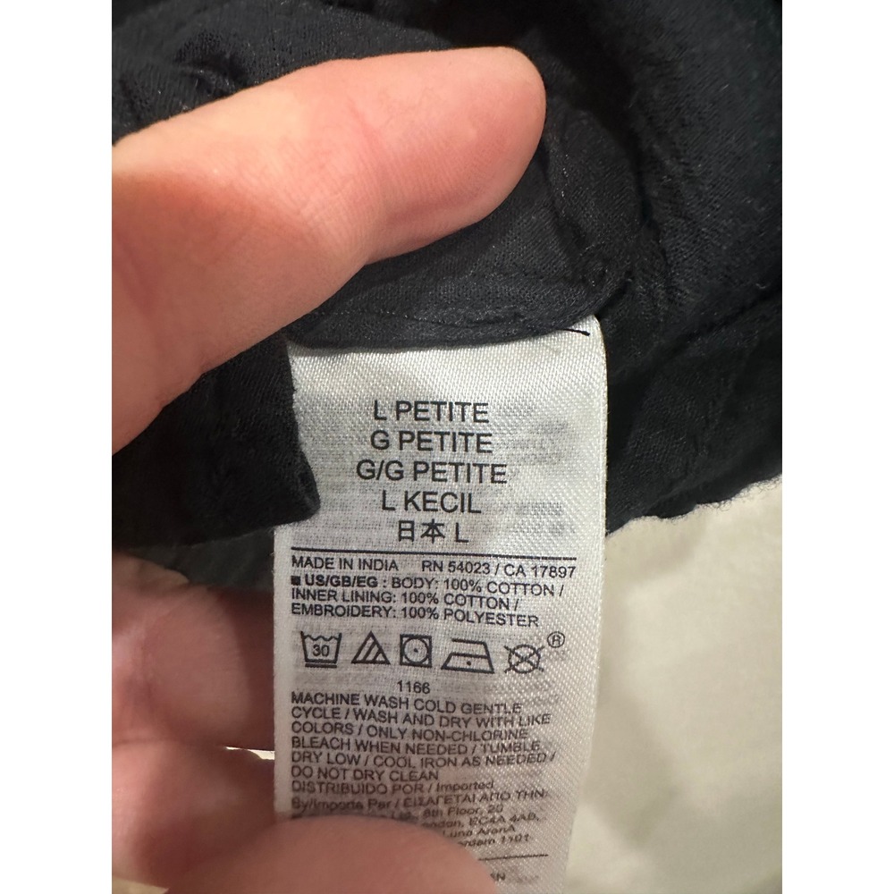 Gap Womens Black Floral Embroidered Tiered Cotton Gauze Mini Dress L Petite - Picture 4 of 7